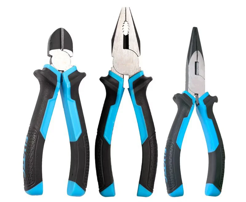 Fixtec 3 Piece Plier Tool Set Including Combination Long Nose Diagonal Cutting Pliers For Precision Pliers Soft Grip