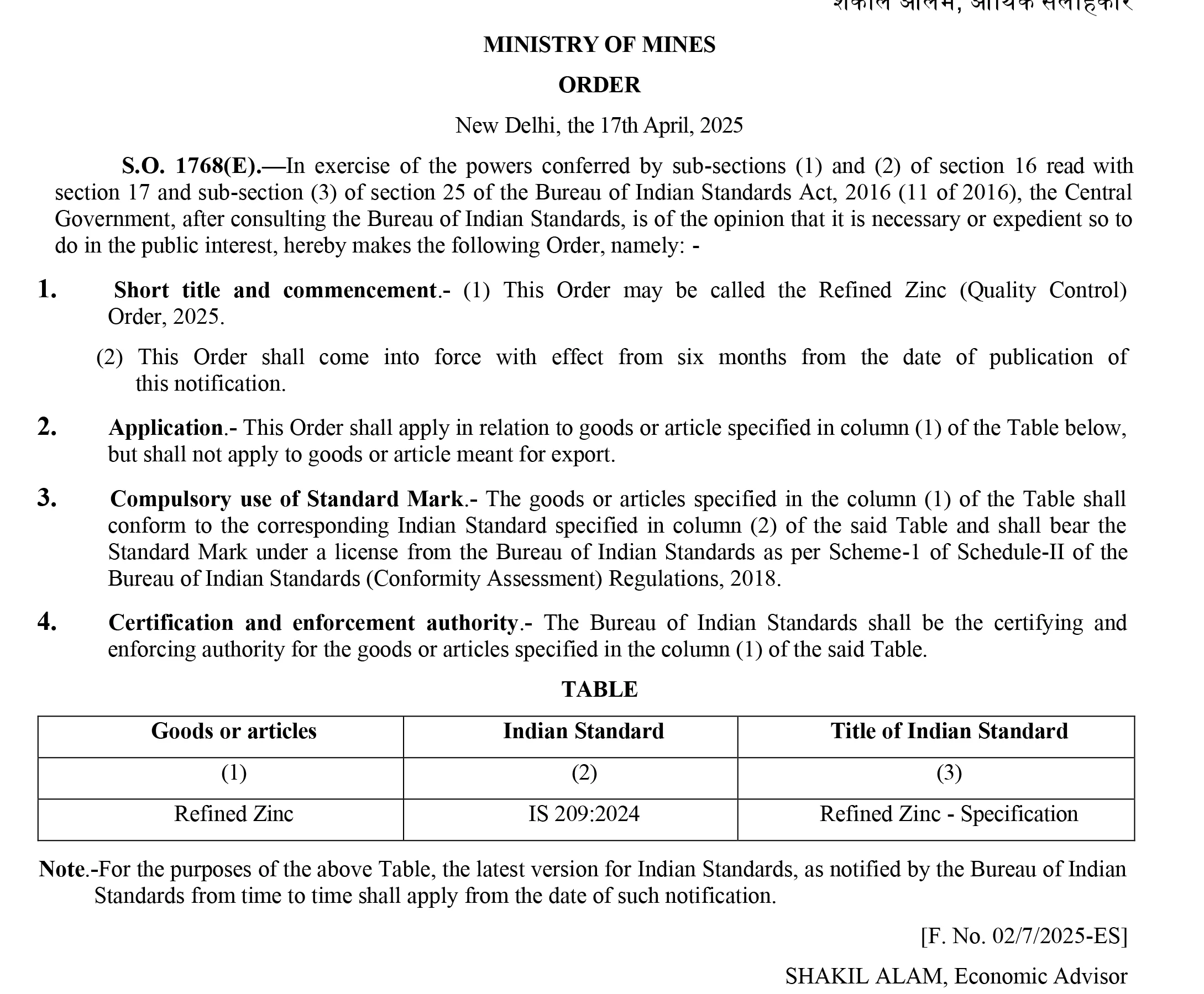 Refined Zinc QCO 2025